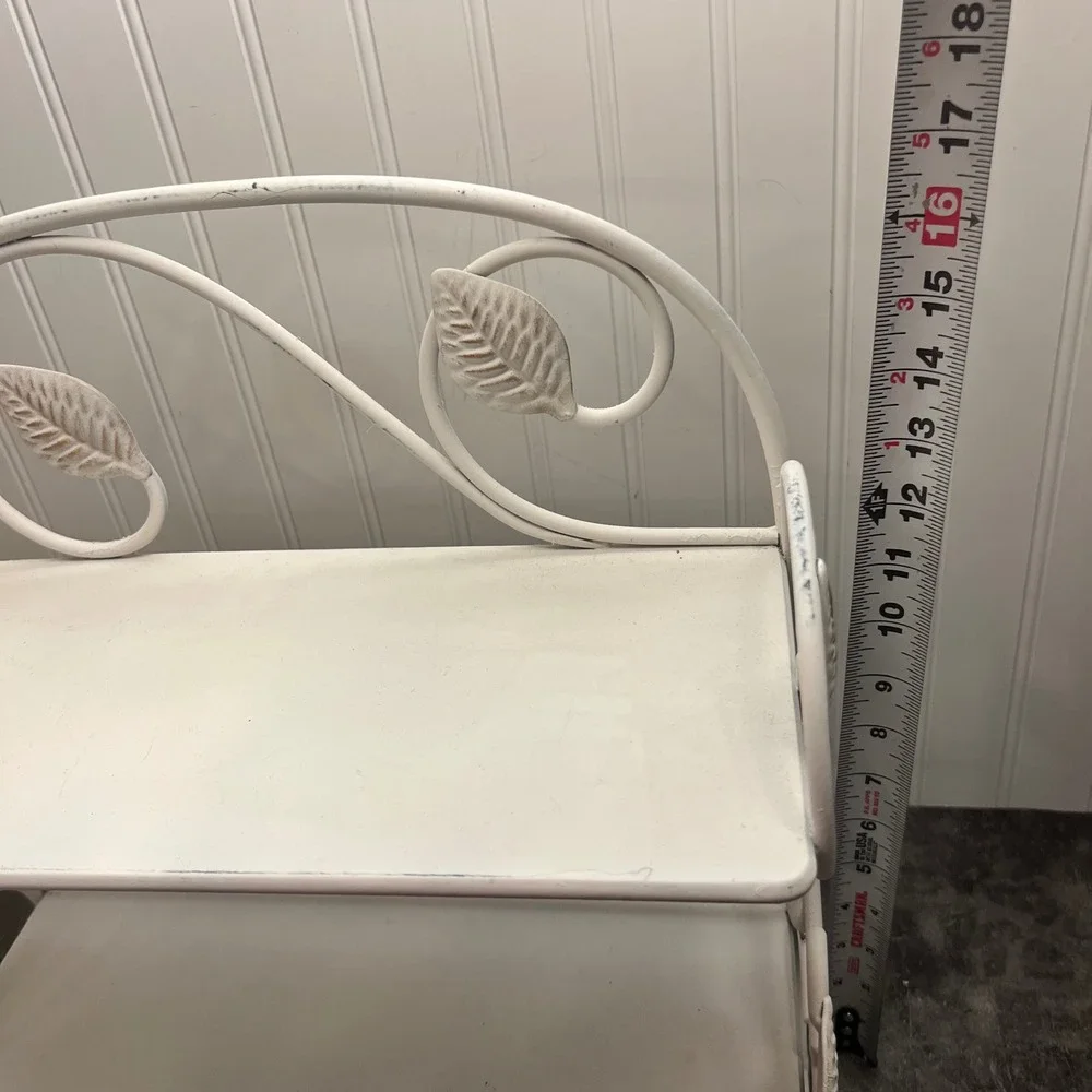 Vintage White Metal Shabby Chic Wall Shelf | Cottagecore